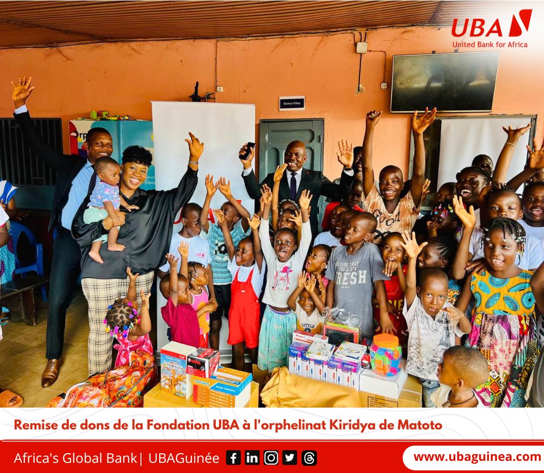 UBA Guinée, à travers sa Fondation, Étend un Rayon de Lumière en Donnant des Fournitures Scolaires aux Enfants Défavorisés de l'Orphelinat KIRIDIYA